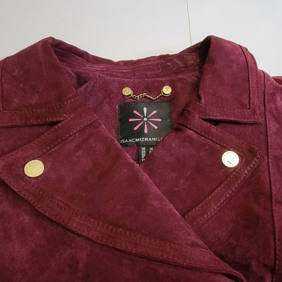 Isaac Mizrahi Burgundy Leather Jacket - Picture 5 of 16